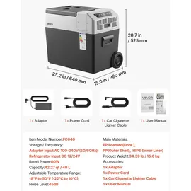 Vevor Kompressor Kühlbox 40 l mit Griff