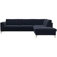 FLEXLUX Ecksofa »Fiore, Sitzaufbau mit hochwertigem Kaltschaum für mehr Sitzkomfort«, breite Armlehnen, L-Form, Füße Alu/Eiche blau