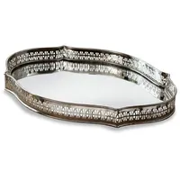 Loberon Tablett Cumont, Messing/Spiegelglas, H/B/T ca. 5/37,5/27,5 cm, Silber,