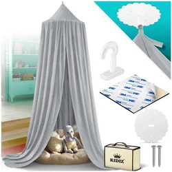 KIDIZ® Baldachin Kinderzimmer Betthimmel babybett für Schlafzimmer Inkl. Aufbewahrungstasche   ohne Bohren   Saumlänge ca. 270cm   Moskitonetz Insektenschutz Kinder Spielzelte