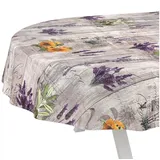 ANRO Tischdecke Provence Lavendel abwaschbar Wachstuch pflegeleicht wasserabweisend (Einzelstück 1-tlg), Schmutzabweisend Shabby Chic Grau Oval 300x140cm Gartentischdecke grau|lila Oval | 140 cm x 300 cm