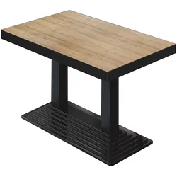 BPY | Bistro Tisch | 120 x 70 x 81 cm | Quadratisch | Schwarzer Rand | Eiche / Schwarz