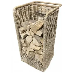 Kaminholzwagen Kaminkorb Holzständer 91x45x49cm Rattan Brennholzwagen Natur 901571