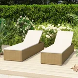 Sonnenliege Poly Rattan Braun Und Cremeweiß