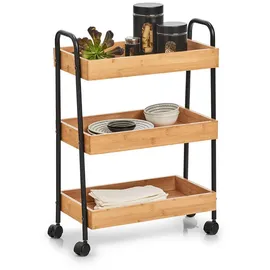 Zeller Rollwagen Bambus/Metall 70,5 cm x 28 cm x 49,5 cm Schwarz