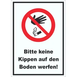 Bitte keine Kippen auf den Boden werfen Aufkleber A3 (297x420mm)