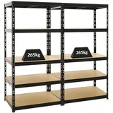 Proregal Mega Deal 2x Schwerlastregal Tiger HxBxT 180 x 90 x 60 cm Fachlast 265 kg 5-Ebenen Schwarz