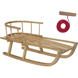 Holzschlitten mit Rückenlehne und Zugseil DREWMAX AD321 90cm braun NO SIZE