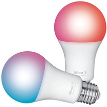 Trust E27 DUO-PACK LED RGBCW WiFi Smarte WiFi LED-Lampe, weiß und farbig, Fassung E27, von Ihrem Smartphone/Tablet zu steuern