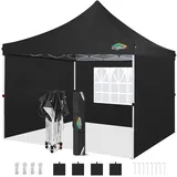 COBIZI Pavillon 3x3 mit 3 seitenwänden & 4 Sandsäcke, faltpavillon 3x3 wasserdicht stabil, Pop Up Pavillon UV-Schutz 50+ Partyzelt Gartenpavillon für Strand Hochzeit Camping, Schwarz