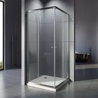 Duschkabine Eckeinstieg 80x80 Cm Duschwand Mit Doppel Schiebetür, 6mm Esg Sicherheitsglas, Schiebetüren Glas Komplett Dusche Chrom Duschabtrennung Höhe 185cm