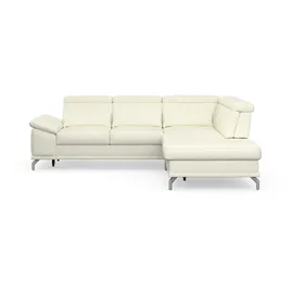 sit&more Ecksofa SIT & MORE "Cabrio L-Form, B: 274 cm, mit Sitztiefen-, Arm- & Kopfteilverstellung", weiß (altweiß), B:274cm H:87cm T:230cm, Sofas, Ecksofa, 3 Nierenkissen, Federkern, optional Bettfunktion und Stauraum