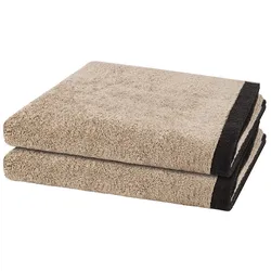 Cawö Lifestyle Splash 2er Set Duschtuch Leinen / basalt Schwarz 