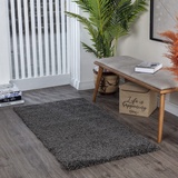 Surya Home Shaggy Berber Teppich Läufer - Flauschiger Teppich für Wohnzimmer, Schlafzimmer, Berber Langflor Hochflor Teppich Weiss flauschig - Teppich Läufer 80x150 cm Läufer Flur in Dunkelgrau