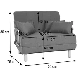 Mendler Schlafsessel HWC-K29, Klappsessel Schlafsofa Gästebett Relaxsessel, Liegefläche 186x97cm Stoff (270g/m2) ~ creme-beige