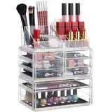 Relaxdays Make-Up-Organizer transparent/gold,