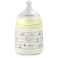 Suavinex Suavinex, Babyflasche 150 ml mit SX Pro Physiologischem Silikon-Sauger, Antikolik-Flasche mit langsamem Fluss (S), Ideal Muttermilch oder Wasser, für Neugeborene ab 0 Monaten, Design Birdies Beige