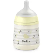 Suavinex Suavinex, Babyflasche 150 ml mit SX Pro Physiologischem Silikon-Sauger, Antikolik-Flasche mit langsamem Fluss (S), Ideal Muttermilch oder Wasser, für Neugeborene ab 0 Monaten, Design Birdies Beige