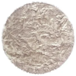 Fellteppich MY HOME "Sammo" Gr. 9, grau (grau, weiß), H:60mm Ø:140cm, Kunstfaser, Teppiche, Fellteppich, Kunstfell, leuchtende Farben, besonders weich, echter Kuschelteppich