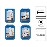 Kreg Pocket-Hole Linsenkopfschrauben SML-C Starter Set 300 Stk für