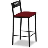 ASTIMESA - Küchenhocker mit hoher Polsterung mit Rückenlehne - Gestell schwarz und Sitzfläche aus Kunstleder - Farbe des Sitzes: Bordeaux. Lieferumfang: 1 Stück, Maße: 90 cm (Gesamthöhe)
