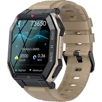 Smartwatch Militär Herrenuhr mit Telefonfunktion 1,85 Zoll IP68 Wasserdicht Sport Outdoor Taktische Fitnessuhr mit Blutdruckmessung Schwarz - Braun