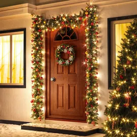 CASARIA Weihnachtsgirlande 2er-Set 10m In-/Outdoor geschmückt