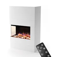 GLOW FIRE Kaminofen Portia linksoffen mit realistischem 3D E-Motion LED-Feuer - Stand-Elektrokamin mit Heizung und Kaminfeuer, Knistereffekt & Timer, max. 1500 W, 140x90x45, Weiß