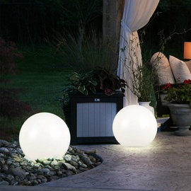 ETC Shop 2er Set LED Außen Leuchten Solar Kugel Strahler Terrassen Garten Beleuchtung Hof Steck Lampen