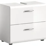 xonox.home Waschbeckenunterschrank 2 Schubladen 60 x 54 x 30 cm Weiß Hochglanz