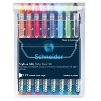 Schneider Slider Basic XB Kugelschreiber – Schwarz, Blau, Orange, Rosa, Violett, Hellblau, Hellgrün und Rot – 8 Stück