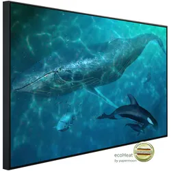 PAPERMOON Infrarotheizung "Wal und Orcas", bunt (kunstmotiv im aluminiumrahmen), B/H/T: 60cm x 60cm x 3cm, 350 W, Heizkörper, sehr angenehme Strahlungswärme