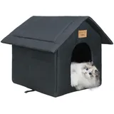 Vinnypet Katzenhaus Für Draußen Winterfest Wasserdicht Wetterfester Katzenhöhle Haustierhaus mit Katzenmatte Warm Hundehöhle Waschbar Hundehaus Tierheim Für Streuner Haustiere 35x30x35cm