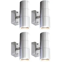 4er Set LED UP DOWN Wand Strahler Außen Beleuchtung Fassaden Lampen Edelstahl Glas Leuchten IP44