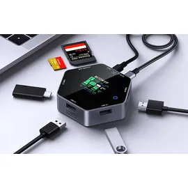 BLITZWOLF 8-in-1 Smart Display Docking Station, USB-C zu 2x USB 3.0 + HDMI 4K@60Hz + SD + USB-C PD