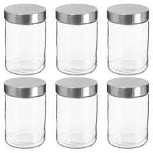 Wellhome Set mit 6 Glasgefäßen - Edelstahl 1,2 l.