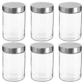 Wellhome Set mit 6 Glasgefäßen - Edelstahl 1,2 l.