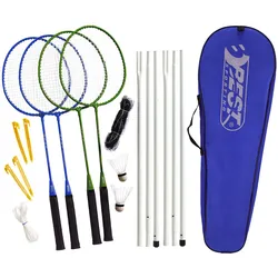 Best Sporting Federball Set Erwachsene und Kinder I Badminton Set bestehend aus Netz, 4 Schlägern, 2 Badmintonbällen und Tasche I Federball Set Kinder I Badminton Netz und Schläger für den Garten