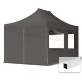 TOOLPORT Faltpavillon Economy 3 x 4,5 m inkl. 2 Seitenteile dunkelgrau 59045