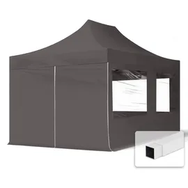 TOOLPORT Faltpavillon Economy 3 x 4,5 m inkl. 2 Seitenteile dunkelgrau 59045