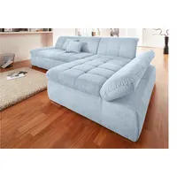 DOMO collection Ecksofa »NMoric XXL, B/T/H: 300/172/80cm, Revamierenabschluss L-Form«, wahlweise mit Bettfunktion und Armlehnverstel,lung blau