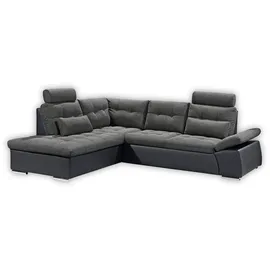 ed exciting design Ecksofa JAKARTA mit Bettfunktion, Kopfstützen Nierenkissen etc. schwarz