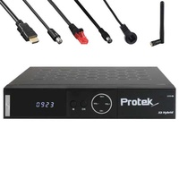 Protek X2 Combo-Receiver 4K UHD Linux WiFi 1xDVB-S2 1xDVB-C/T2 inkl. Antennen, Koax- & Netzwerkkabel