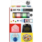 Marabu Dot Pen Farbe auf Wasserbasis 25 ml, 4 x Punktfarbe für dotting Technik, trocknet matt & erhaben auf, für Mandala & Gestalten in der Dot Painting-Technik