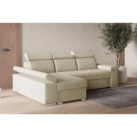 moeblo Eckcouch Stoff mit Schlaffunktion 2-Sitzer Beige