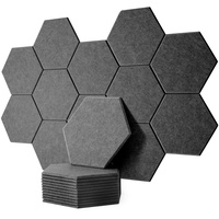 Rdutuok 12 Stück Akustik Panel,30x26x1cm Hexagon Akustik Absorber Schallschutzplatten Akustikpaneele Wand für Tonstudio, Büro,Studio und Wanddekoration(Dunkelgrau)