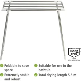 Wenko Wäsche Ständer Trockner Klappbar freistehend Edelstahl klappbar robust - Silber