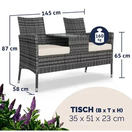 CASARIA Gartenbank 145 x 58 x 87 cm Grau