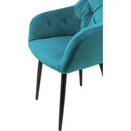 SalesFever Esszimmerstuhl mit Knopfheftung aus Samt mit schwarzem Metallgestell in türkis schwarz