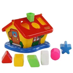 Polesie Steckspiel Haus Sortierspiel 3354, bunter Formsortierer mit sechs Formen
